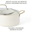 Martha Stewart Lockton Premium Nonstick PFA Free Ceramic Interior 10 Piece Heavy Gauge Enamel Aluminum Pots and Pans Cookware Set - Linen White w Gold Handle Online Sale