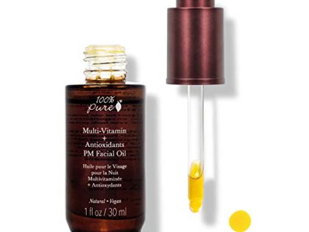 100% PURE Multi-Vitamin + Antioxidants PM Facial Oil, Anti-Aging Skin Care, Night Facial Oil, Anti-Wrinkle, Natural Face Moisturizer w Retinol, Vitamin C, CoQ10-1 Fl Oz Fashion