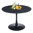 Ufurpie 42  Round Dining Table,Faux Marble Table Top,Black Tulip Table Metal Base Pedestal Table for 4-6 Person,Pre Assembled End Table Leisure Coffee Table For Discount