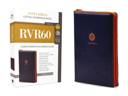 Rvr60, Santa Biblia, Letra Supergigante, Leathersoft, Azul, Con Cierre, Comfort Print Supply