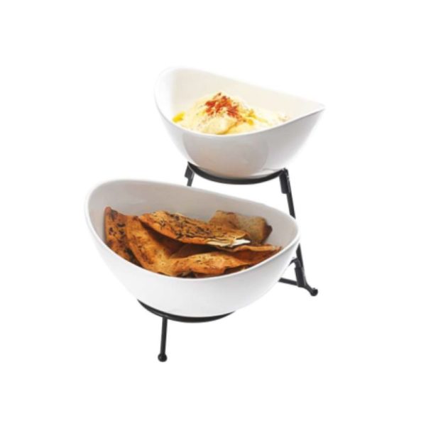 2 Tier Oval Deep Bowl With Black Stand Sale