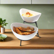 2 Tier Oval Deep Bowl With Black Stand Sale